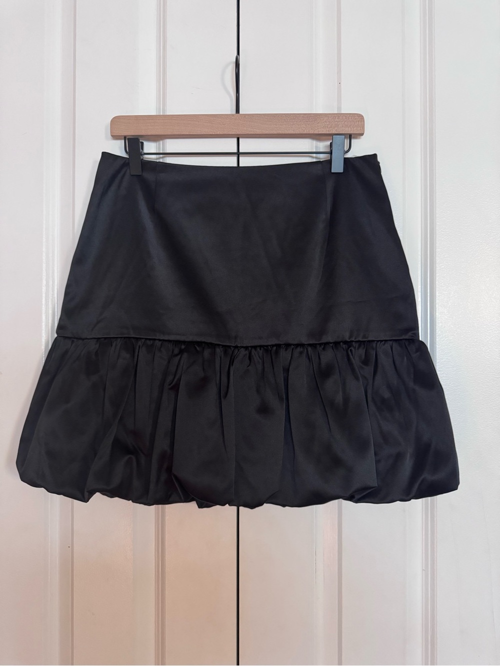 Aqua Black Bubble-Hem Mini Skirt